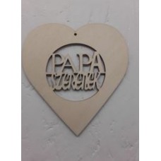 PAPA szeretlek felirat szív formában lyukkal 12cm